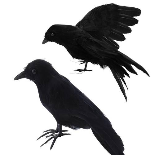 Artificial Crow Black Bird Raven Prop Decor Stuffed crow For Halloween Display Event Party Bar Decoration bird scarer raven crow