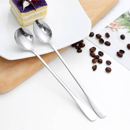 Creative Stainless Steel Long Handle Coffee Spoon Watermelon Spoon Creative Ice Spoon Sharp Round