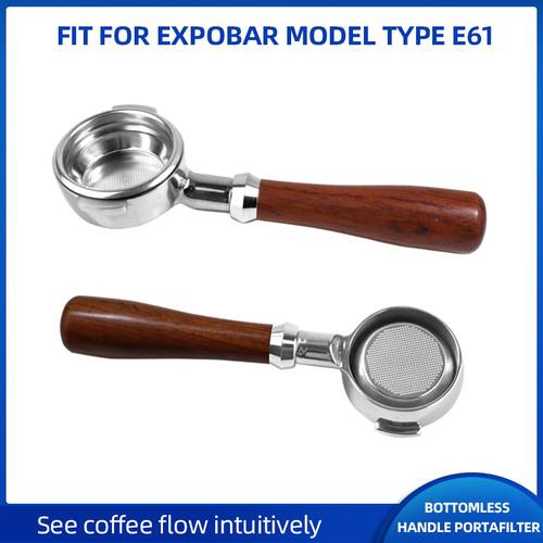 EXPOBAR E61 Coffee Machine Solid Wood Bottomless Handle Portafilter 58MM Universally Applicable Grouphead Mahogany Bottomless Po