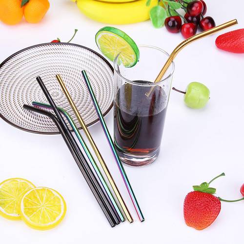 Stainless Steel Metal Drinking Straw Eco Friendly Reusable Straw Cleaner Brush Tube Straws Wedding Party Decoration Accessories