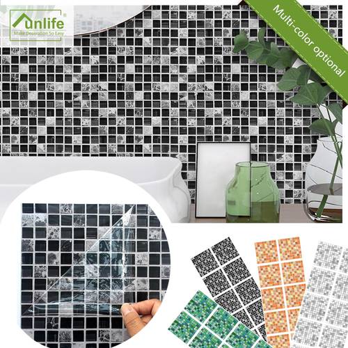 10 PCS Flat Mosaic Tile Wall Sticker Waterproof Backsplash For Kitchen,Self Adhesive Bathroom Wall Sticker Art Decor 10/15/20cm