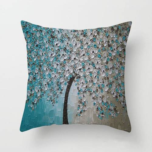 Oil Painting Three-dimensional Tree Flower Sofa Cushion Pillow Pillow Cushion Lumbar Pillow Window Home Cushion Car Pillow
