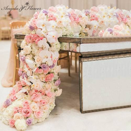 2M Luxury Custom Artificial Floor Wedding BackDecor Garland Flower Arrangement Table Runner Rarty Event Birthday Flower Row