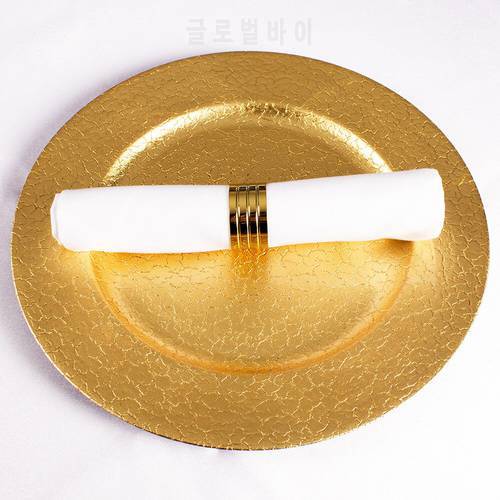 33cm gold Plastic charge plates Fruits Disc party dinner steak Western dish Wedding Christmas salver 24pcs support dropshipping