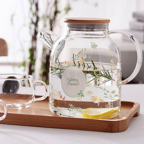 European Creative Transparent Heat-Resistant Glass Teapots Cold Water Pot Filter Flower Tea Pot Large Capacity Office Kettle