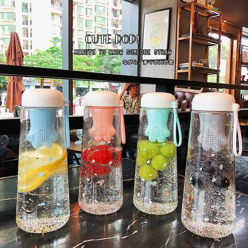 550ML Creative Cat Claw Cup Transparent Plastic Water Bottles BPA Free With Tea Filter Summer Sports Large Capacity Water Bottle