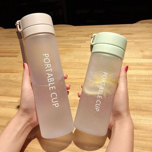 600/800 ml Fashion Round Frosted Plastic Water Bottle BPA Free High Capacity Sport Transparent Portable Tea Strainer Water Cups