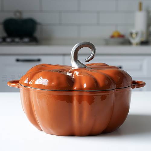 Pumpkin enamel cast iron pot orange 24 cm stew pot enamel soup pot stew pot open flame universal