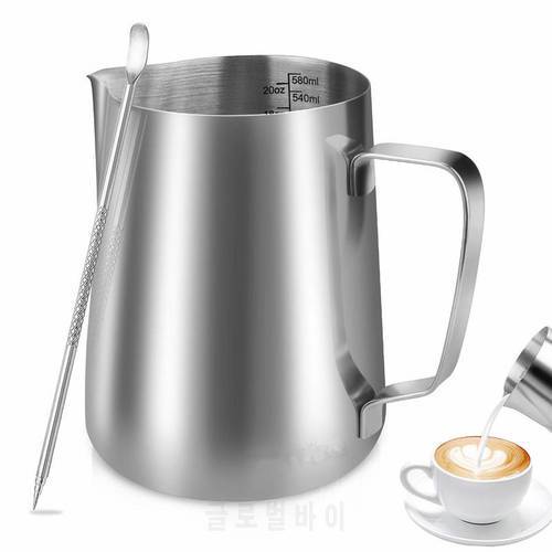 600ml/350ml/1000ml Stainless Steel Milk/Coffee/Cappuccino/Latte Art Frothing Pitcher Barista Milk Jug Cup & Decorating Art Pen