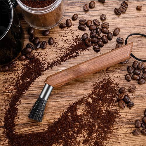 Coffee Grinder Cleaning Brush With Natural Bristles Lanyard Coffee Machine Brush Cleaner Tool For Barista Home Kitchen