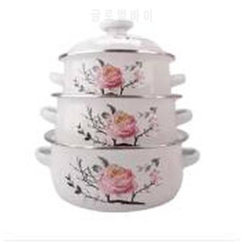 Enamel Pot Binaural Soup Pot Enamel Stew Pot Enamel Soup Pot Boiling Pot Enamel Milk Pot Universal Wok Hotpot Cookware Pot for
