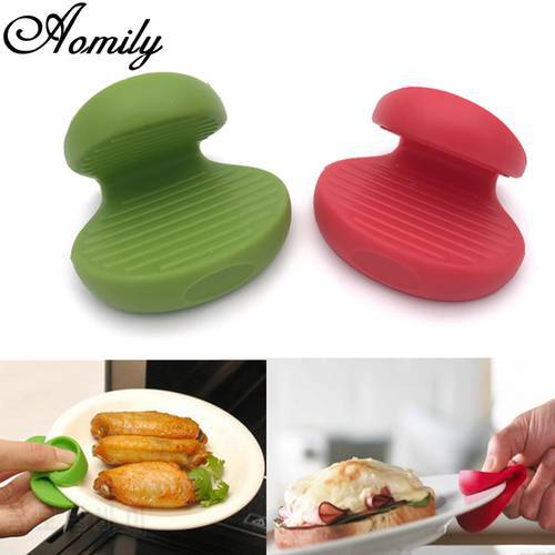 Aomily Durable Food Grade Heat Resistant Silicone Oven Mitt Cooking Pinch Grips Skid Silicone Pot Holder Microwave Cooking Tools