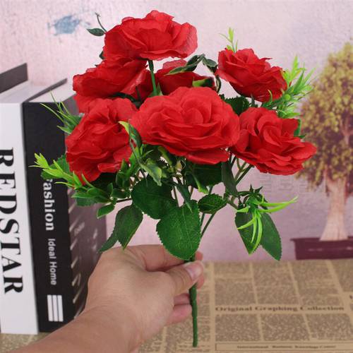 1pcs rose artificial flower 7 white pink silk peony bouquet fake flower wedding home decoration peony rose flower