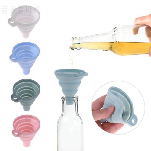 Protable Mini Silicone Foldable Collapsible Liquid Oil Funnel Wine Collapsible Style Hopper Kitchen Tool Accessories Gadgets