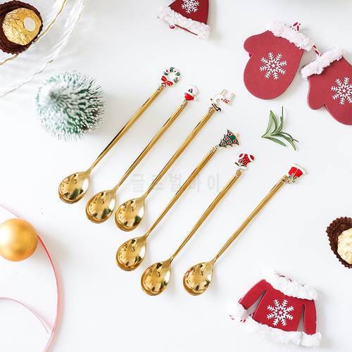 New Year 2023 Metal Merry Christmas Spoons Xmas Party Tableware Ornaments Christmas Decorations for Home Table Navidad Noel Gift