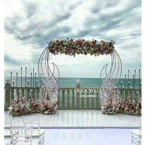 Wedding props new style road lead iron arch, wedding decoration creative seagrass arch road lead