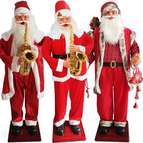 Welcome big swinging Santa Claus and 5.9 feet high, playing the saxophone with electric music, big Santa Claus Dancing santa