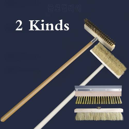 Copper bristle commercial oven brush cleaning brush large long handle pizza oven furnace brush Wire brush animal hair brush