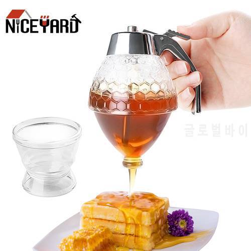 Bee Drip Dispenser Kettle Squeeze Bottle Honey Jar Container Juice Syrup Cup Storage Pot Stand Holder Kitchen Accessories