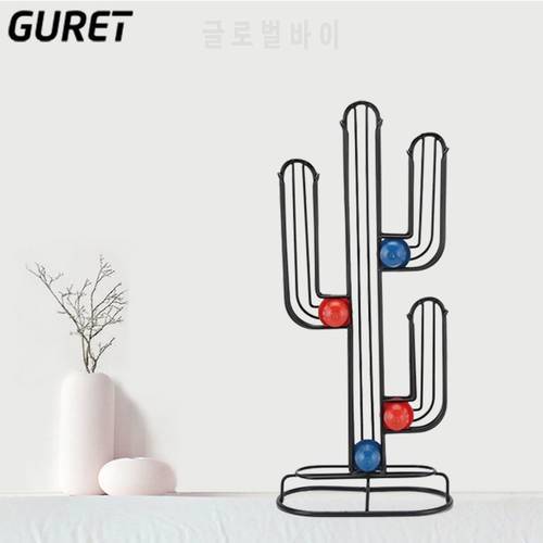 GURET Coffee Capsule Holder Stainless Steel Coffee Pod Rack Creative Cactus Dispenser Coffee Dispensing Tower Stand Fits