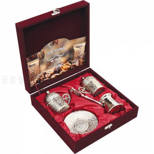 DOLBOVI 9 PCS Coffee Set Silver Plated Velvet Boxed Coffee Cup and Coffee Pot Set teaware cup tea handmade bowl beautiful mugs turkish tea set vintage Saucer creative Latte Cup free shipping products service coffee Wei