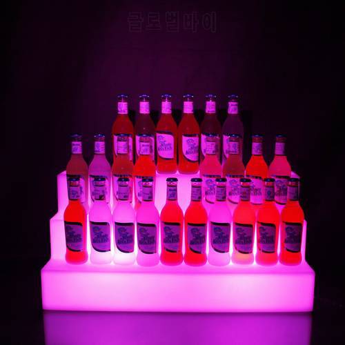 Rechargeable LED Color Changing 3 Tiers LED Bar Shelf Wine Bottle Rack Glorifier Holder Display Stand Liquor Bottle Shelves