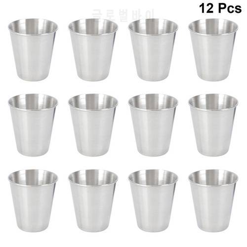 12pcs Liquor Cup Stainless Steel Shot Cups Portable Drinking Tumbler Spirits Cup Wine Cups Sauce Holder For Home (70/30/45ml)