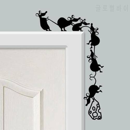 Stickers Design Wallpaper Funny Climbing Cheese Mice Light Switch Mural Decal PVC Wall Art Poster Living Room House Decoration