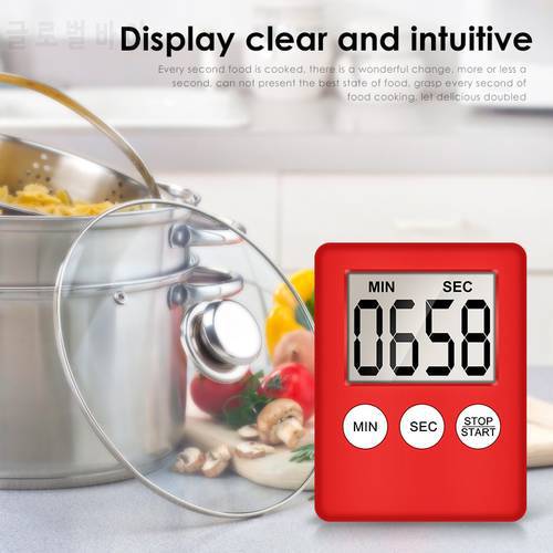 Mini LCD Digital Display Kitchen Timer Square Kitchen Countdown Alarm Magnet Clock Sleep Stopwatch Clock Timer