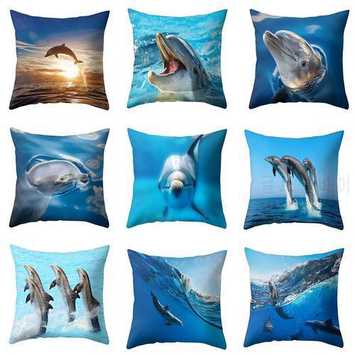 Marine Animal Dolphin PillowCase Cushionsoft Sofa Bed Car Cafe Office Decor Durable and soft material, with fine workmanship.
