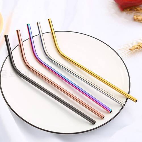 Reusable Metal Drinking Straws Stainless Steel Sturdy Bent Straight Drinks Straw Environmental Protection Supplies