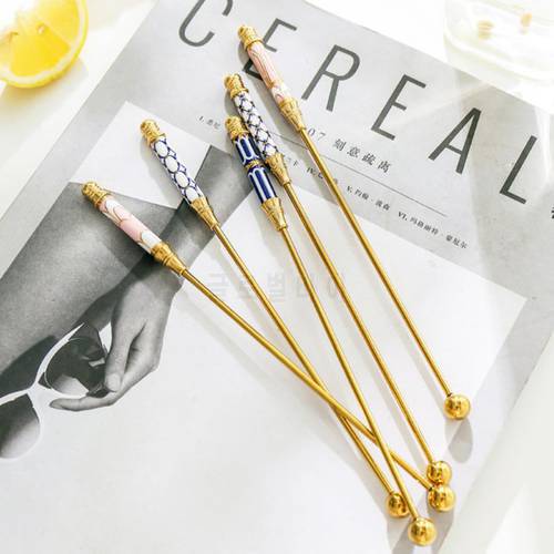 Gold-plated Long Handle Stainless Steel Stirring Rod Coffee Beverage Stirrers Stir Cocktail Drink Swizzle Stick Kitchen Supplies