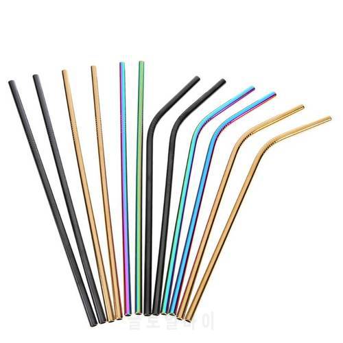 Reusable Straw 304 Stainless Steel Drinking Straw Metal Smoothies Drinking Straws Set with Brush Cleaning Brush Drink Acces