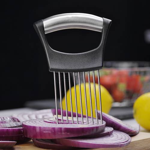 Multifunction Onion Vegetables Slicer Cutting Loose Meat Tomato Aid Guide Holder Slicing Gadget Safe Fork Onion Cutter
