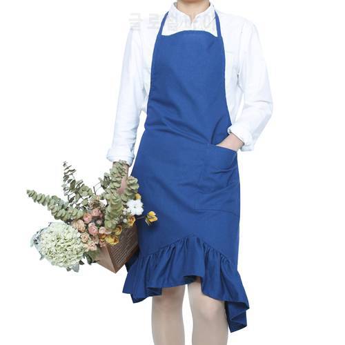 Cotton Linen Garden Apron Solid Color Housekeeping Sleeveless Ruffle Apron for Cooking Accessories for Women Men