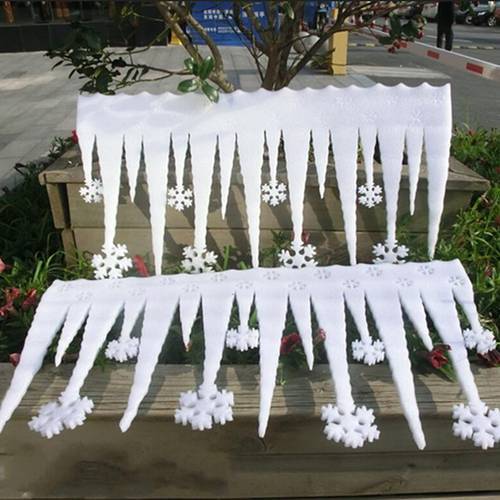 2pcs/lot Christmas Overvalue White Snowflake Artifical Snow Ice Strip Xmas Decoration Ornament Festival Party Window Decoration