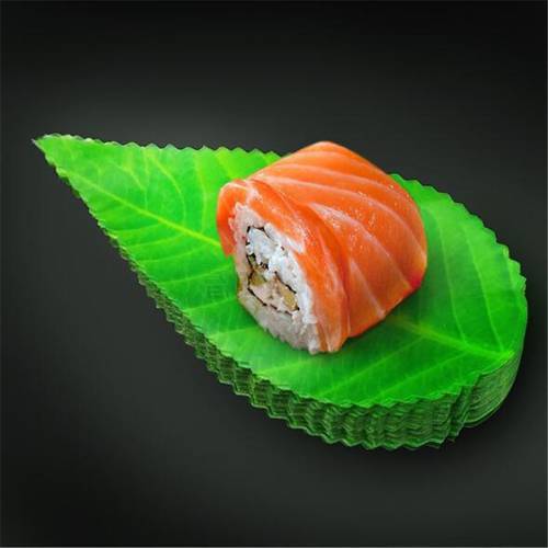 200Pcs/pack Green Leaf Japanese Food Sushi Decoration Leaves Sushi Grass Creative Plastic Leaf Sashimi Decor Tools