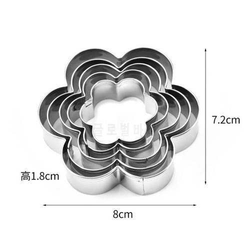 5 pcs/lot Plum Flower Cookie Cutter Stamp Sugarcraf Decoration Cake Tools Biscuit Mold Christmas Cutter Fondant Decorating Tool