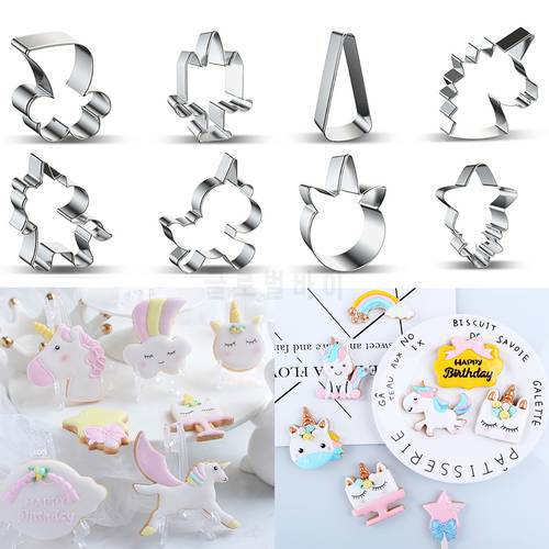 Cute Cartoon Unicorn Cookie Cutter Mould Stainless Steel Fondant Cake Biscuit Mold Cutter Baking Decoration Tools