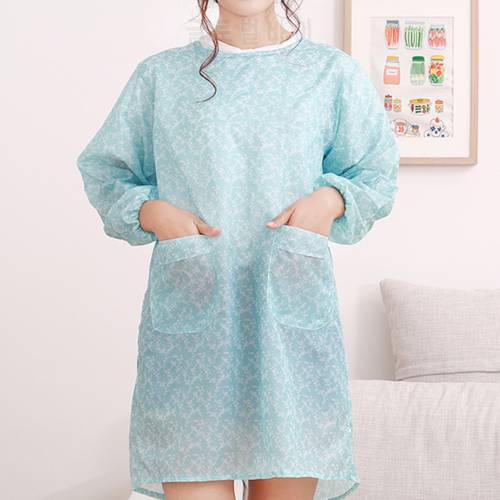 2023 Hot Sale Korean Fashion Home Kitchen Long-Sleeved Apron Adult Smock Unisex Anti-Wear Waterproof Anti-Oil Overalls