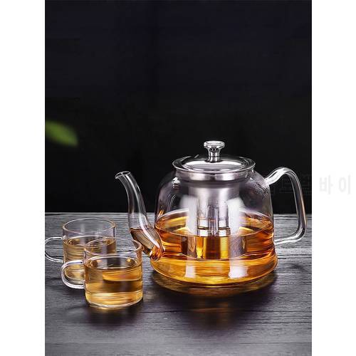 Big Transparent Borosilicate Glass Teapot Water Bottle Heat-Resistant Large Clear Tea Pot Flower Tea Kettle Set Home Water Ware