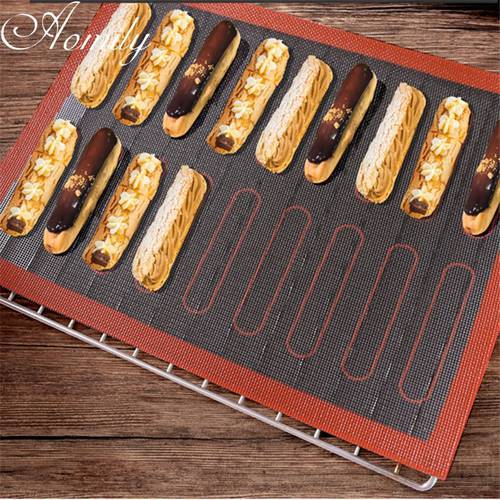 Aomily 30x40cm Double Sided Printing Baking Silicone Mat Non Stick Pastry Oven Cake Baking Perforated Sheet Liner Pastry Tools