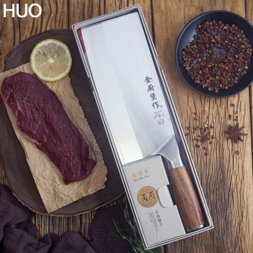 Chinese Kitchen Knife 4Cr13 High Carbon Cleaver Durable Chef Slicing Chopping Knife Ultra Sharp Blade Color Wood Handle Knives