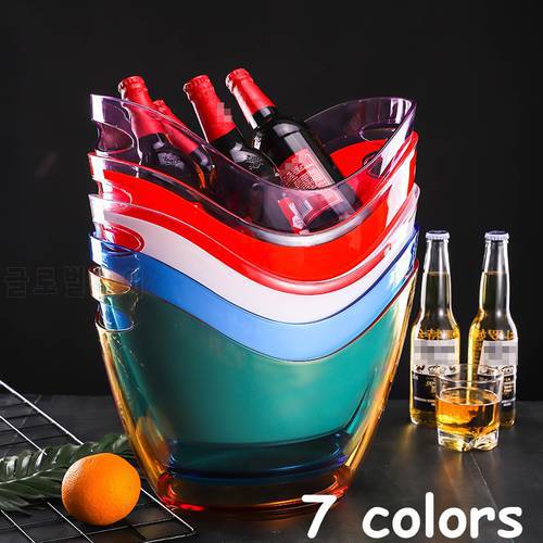 Acrylic White transparent Ice Buckets Ice Container Champagne Ice Bucket with Handle Bar KTV Supplies Red Wine Beer Party Bucket