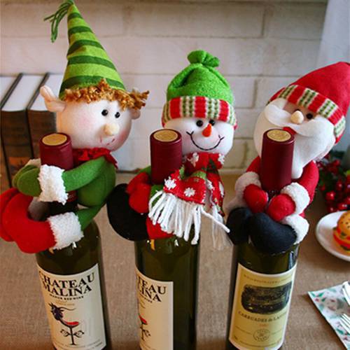 New Year 2023 Christmas Wine Bottle Dust Cover Snowman Elf Xmas Christmas Decoration for Home Natal Dinner Table Decor Noel Gift