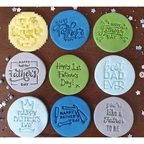 Cake decoration 3inch happy father&39s day silicone plastic mold embosser Fondant cutter Mould tools fondant Baking