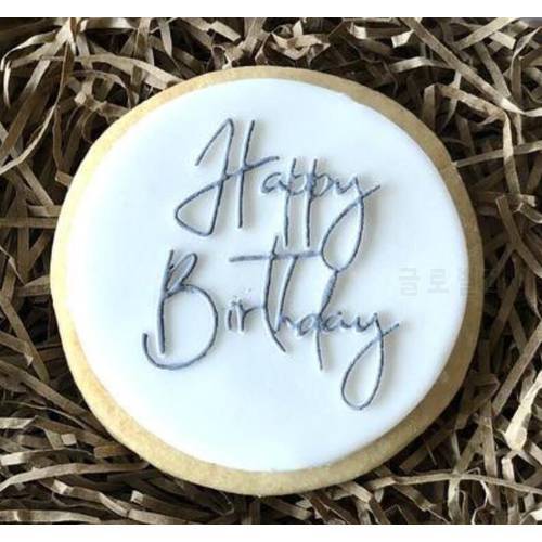 Cake decoration 3inch happy birthday acrylic board Cutter reverse stamp embosser Fondant plastic Mould tools Baking