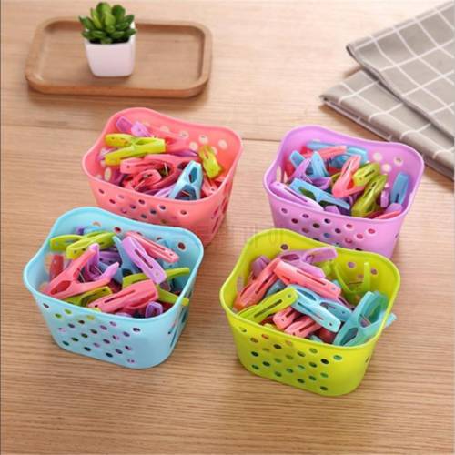 30pcs / Pack Plastic Clothespins Clothes Pegs Laundry Hanging Pin Clip Household Clothespins Underwear Drying Rack With Basket