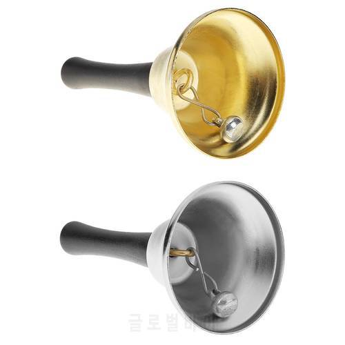 2 Colors Metal Hand Bell Gold Silver Christmas Xmas Necessity New Year Party Celebrate Rattle Tool Decoration Supplies Accessory