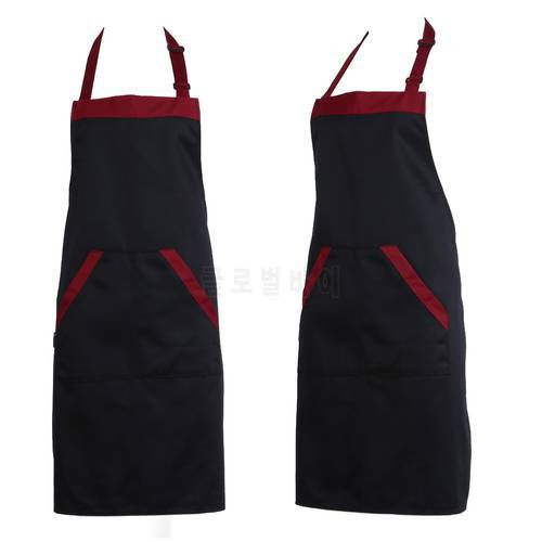 Kitchen Bib Cooking Apron Stripe BBQ Baking Waterproof for Woman Men Chef Waiter Cafe Shop Adult with Two Pockets